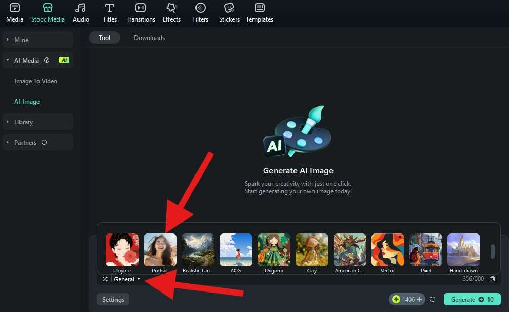 select image style in filmora