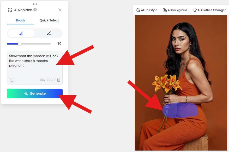 generate ai pregnant filter fotor browser