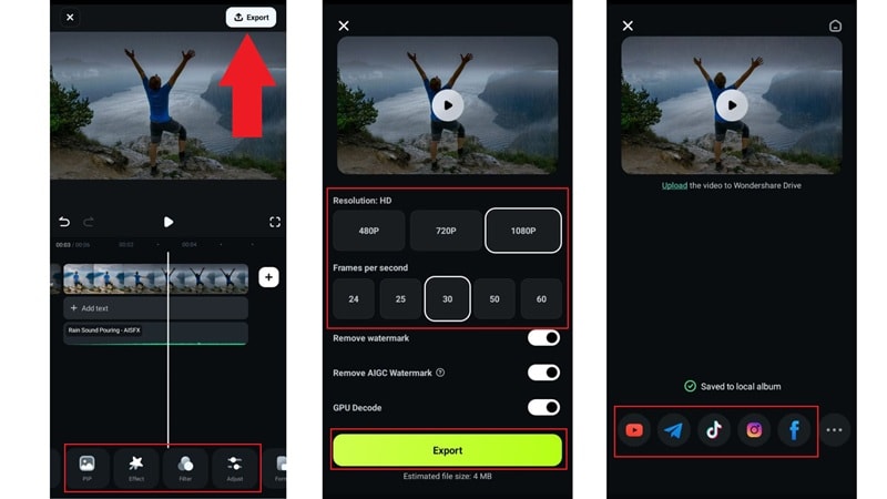 export and share your video