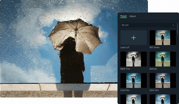 create rainy mood using filmora presets