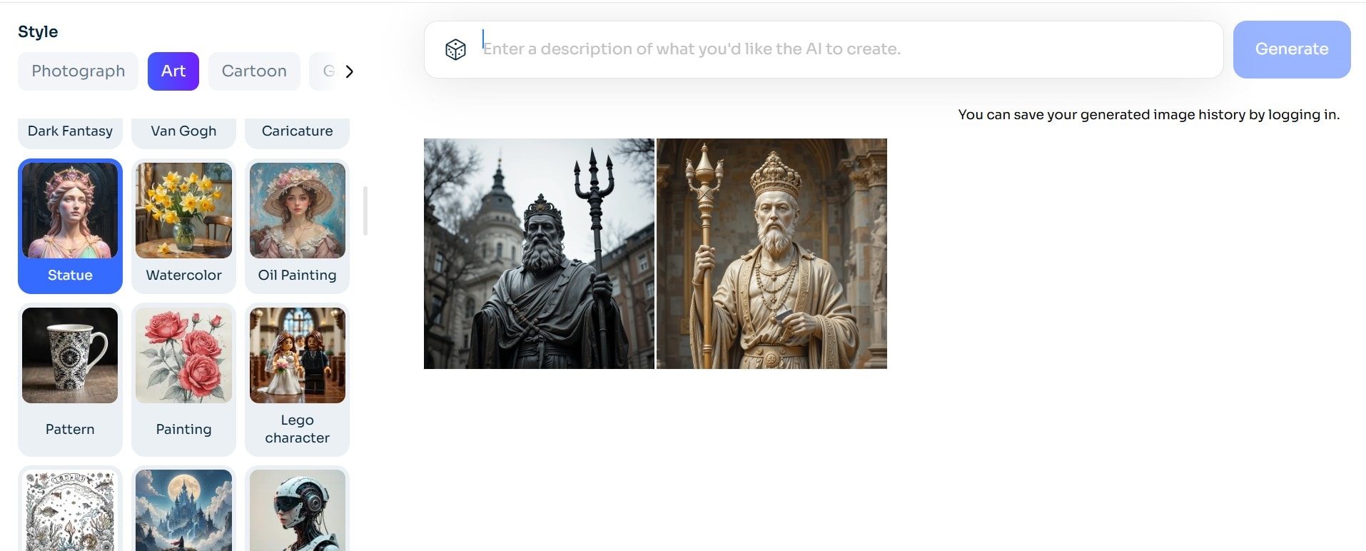 turn picture into statue online