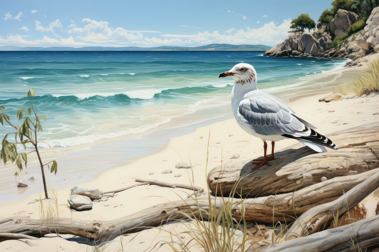 realistic gull shoreline