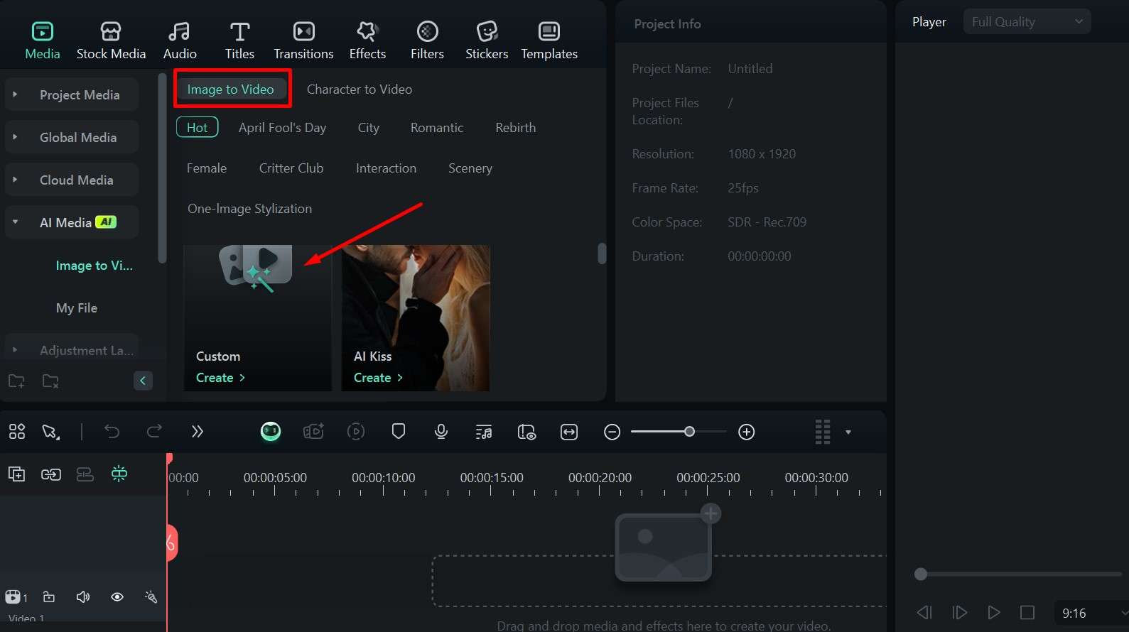 filmora create custom image to video