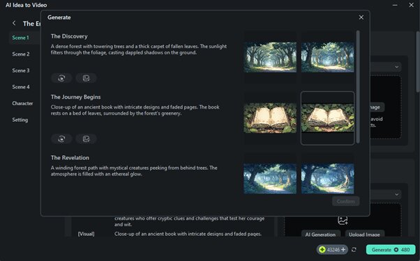 generate storyboard in filmora