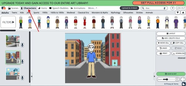 create storyboard characters