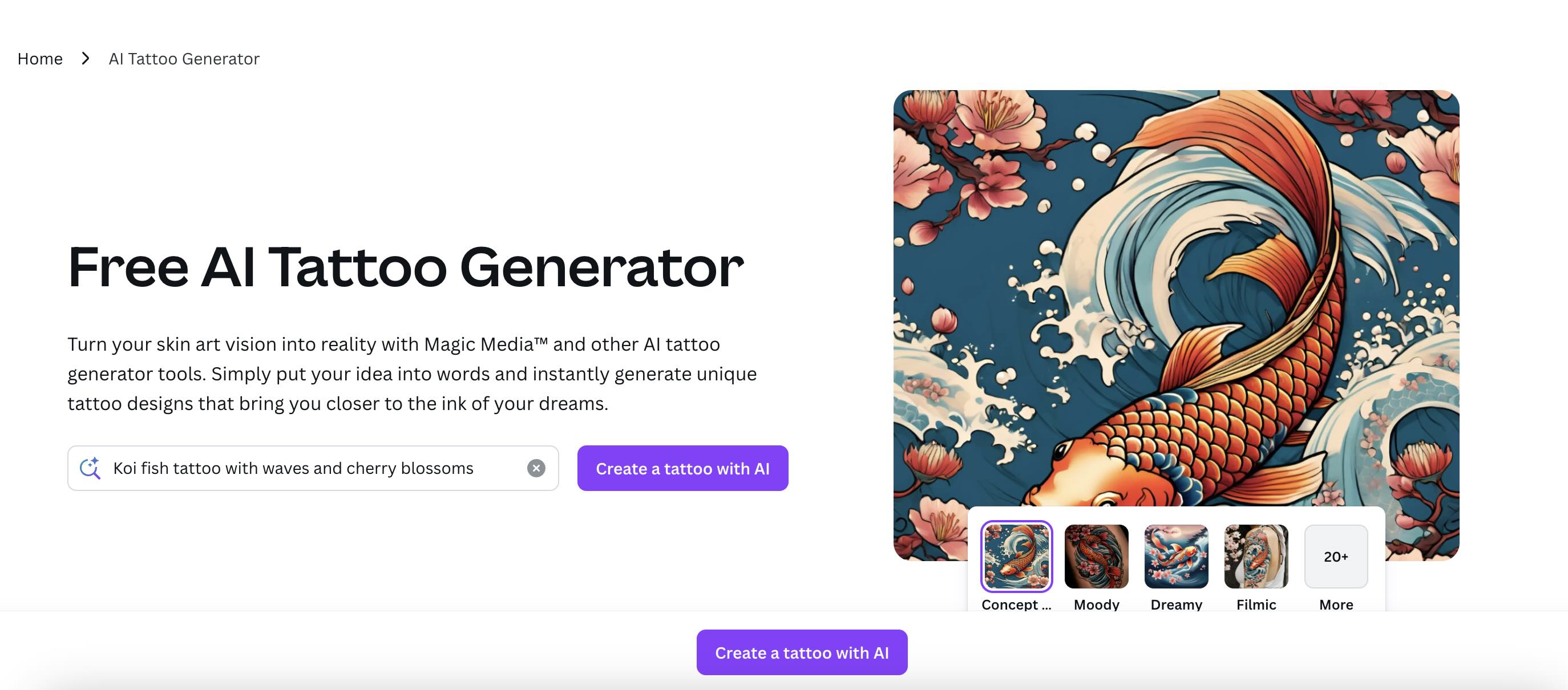 canva free ai tattoo generator
