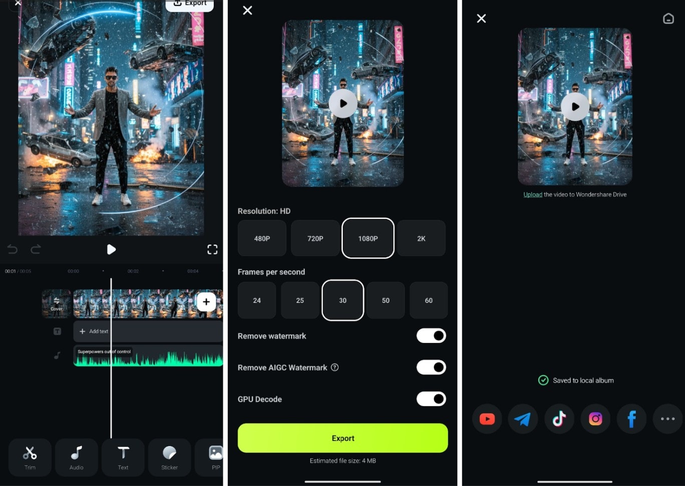 export and save clip