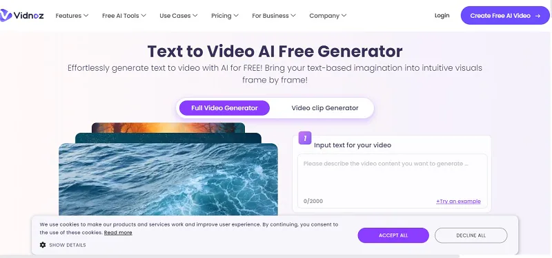 vidnoz text to video generator