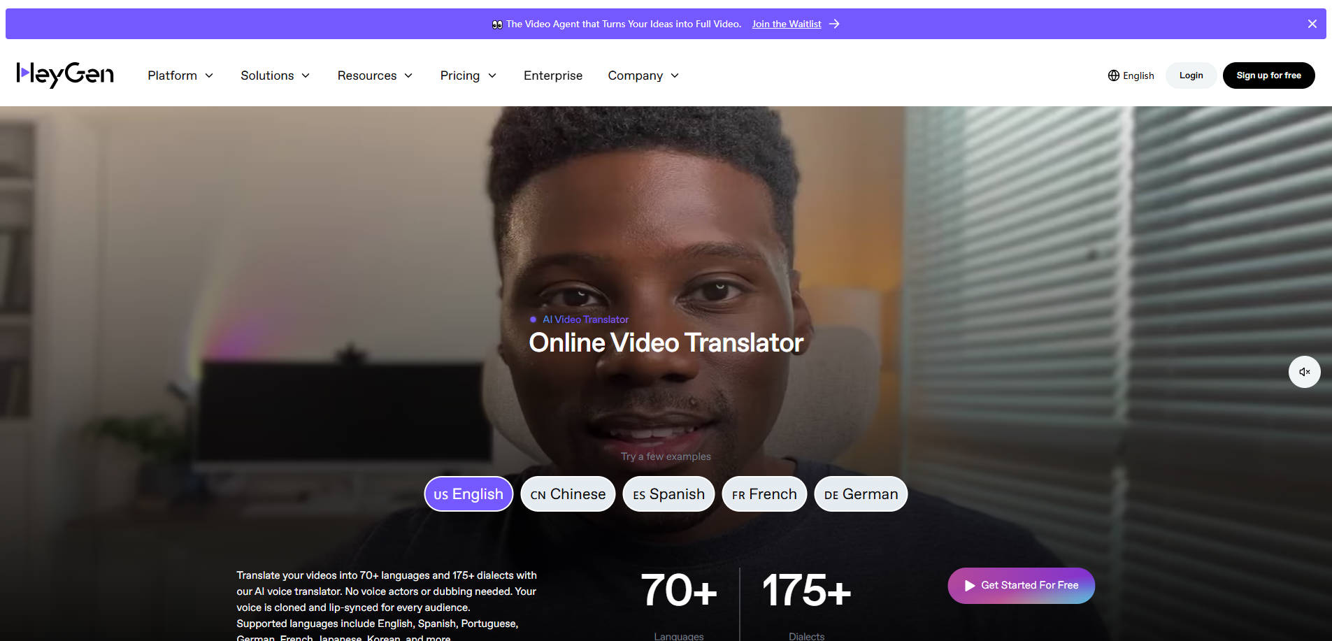heygen ai video translator interface