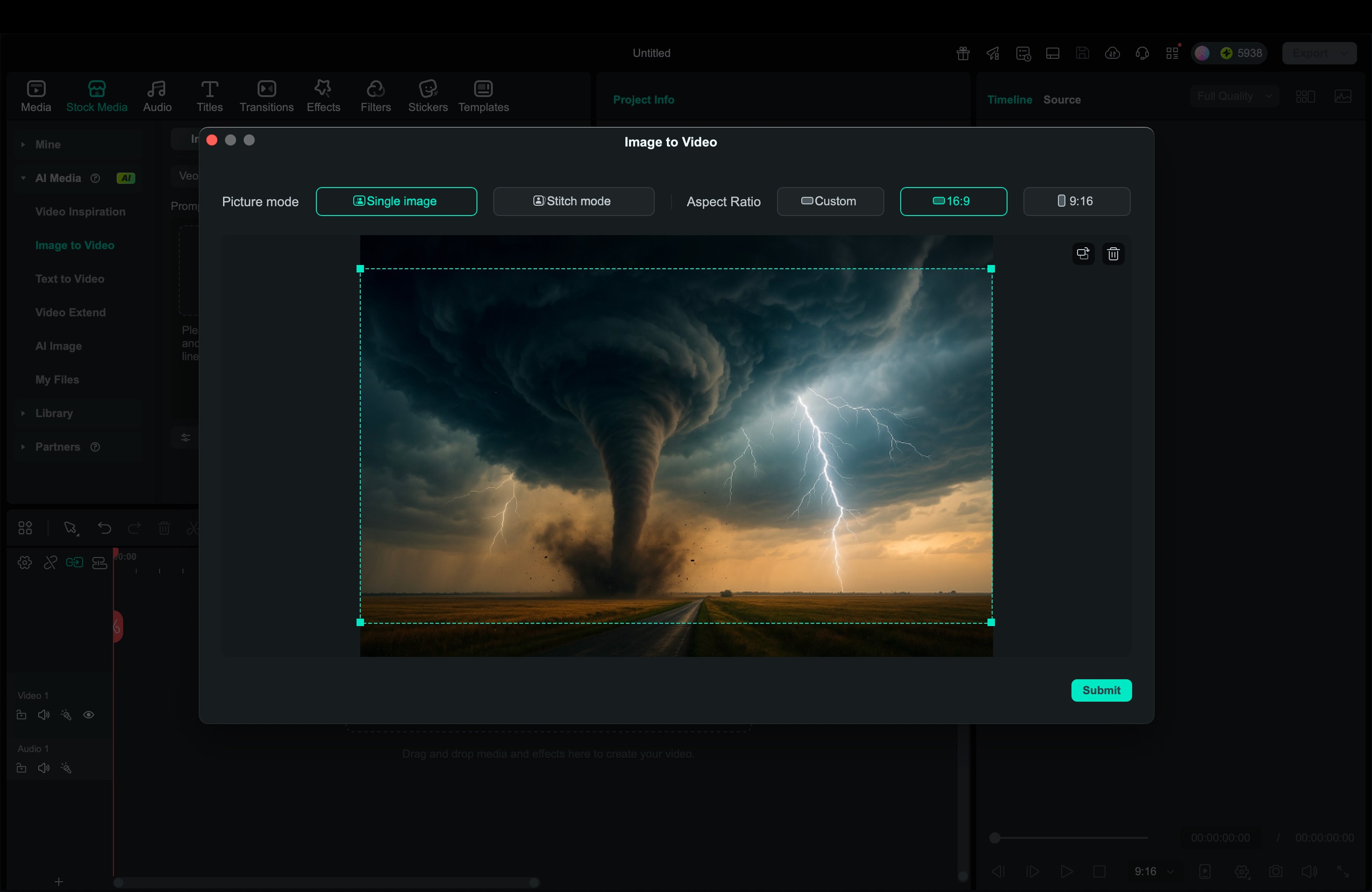 filmora input image to video