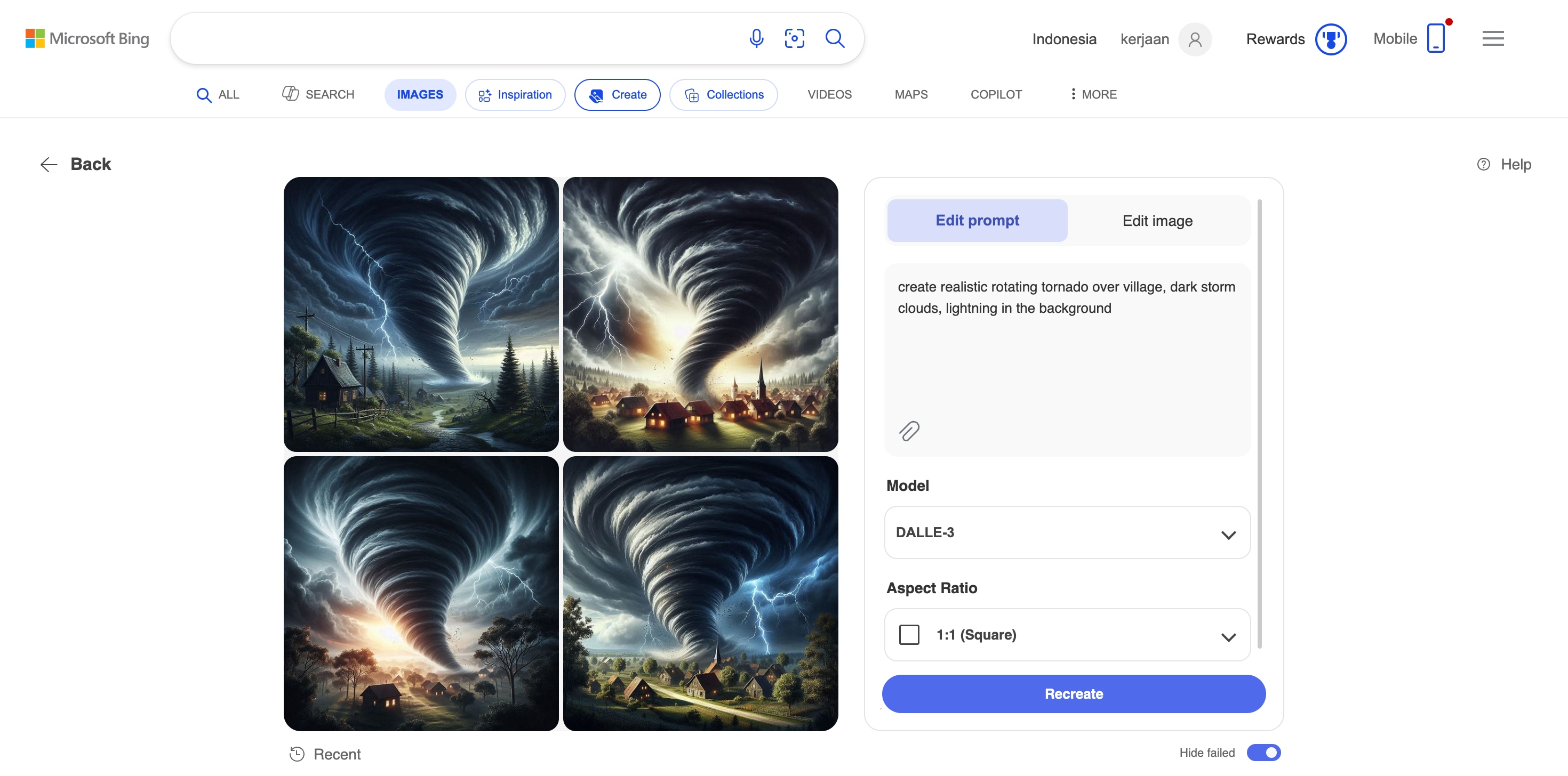 bing image ai tornado