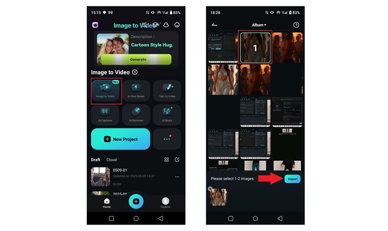 access image to video feature