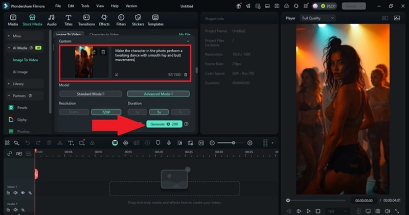 generate AI 트월킹 video