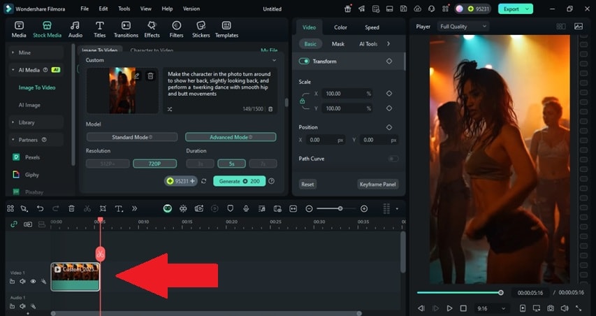 move your twerking video to timeline