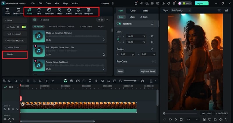 browse through filmora features and library