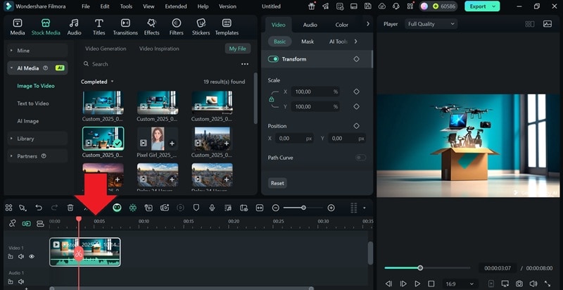 add ai unboxing video to timeline