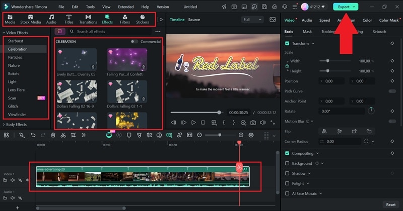 Editar en la línea de tiempo después del análisis de medios con IA