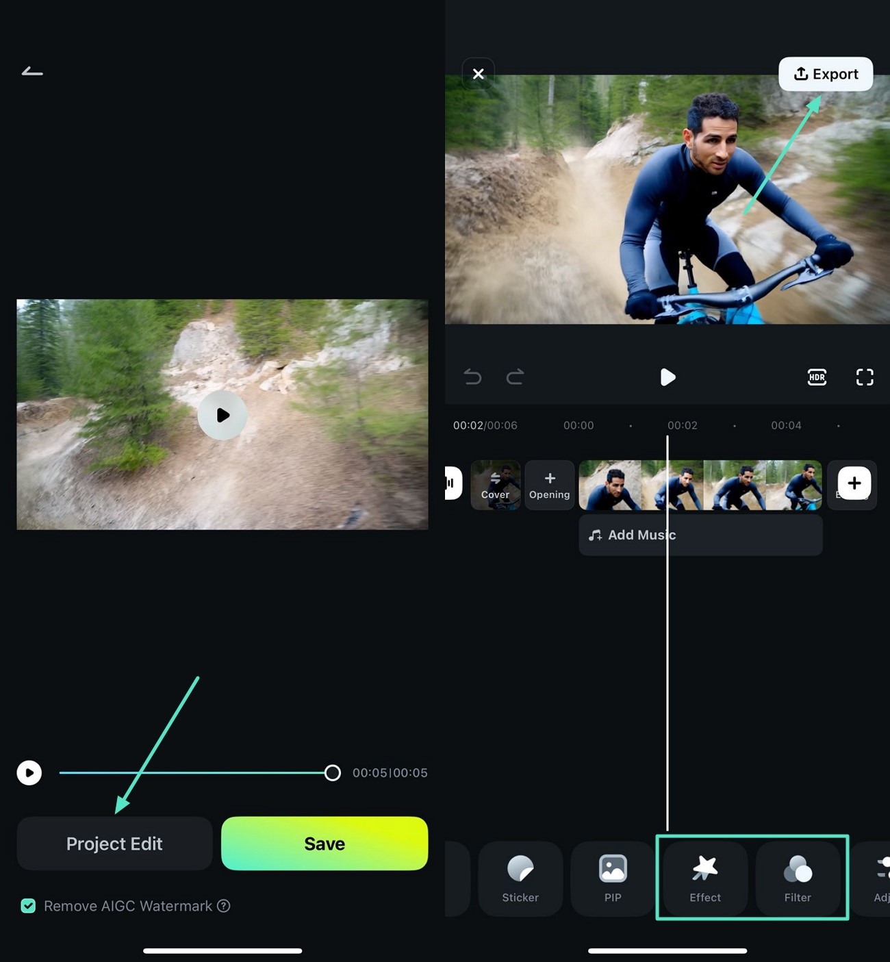 edit generated video and export
