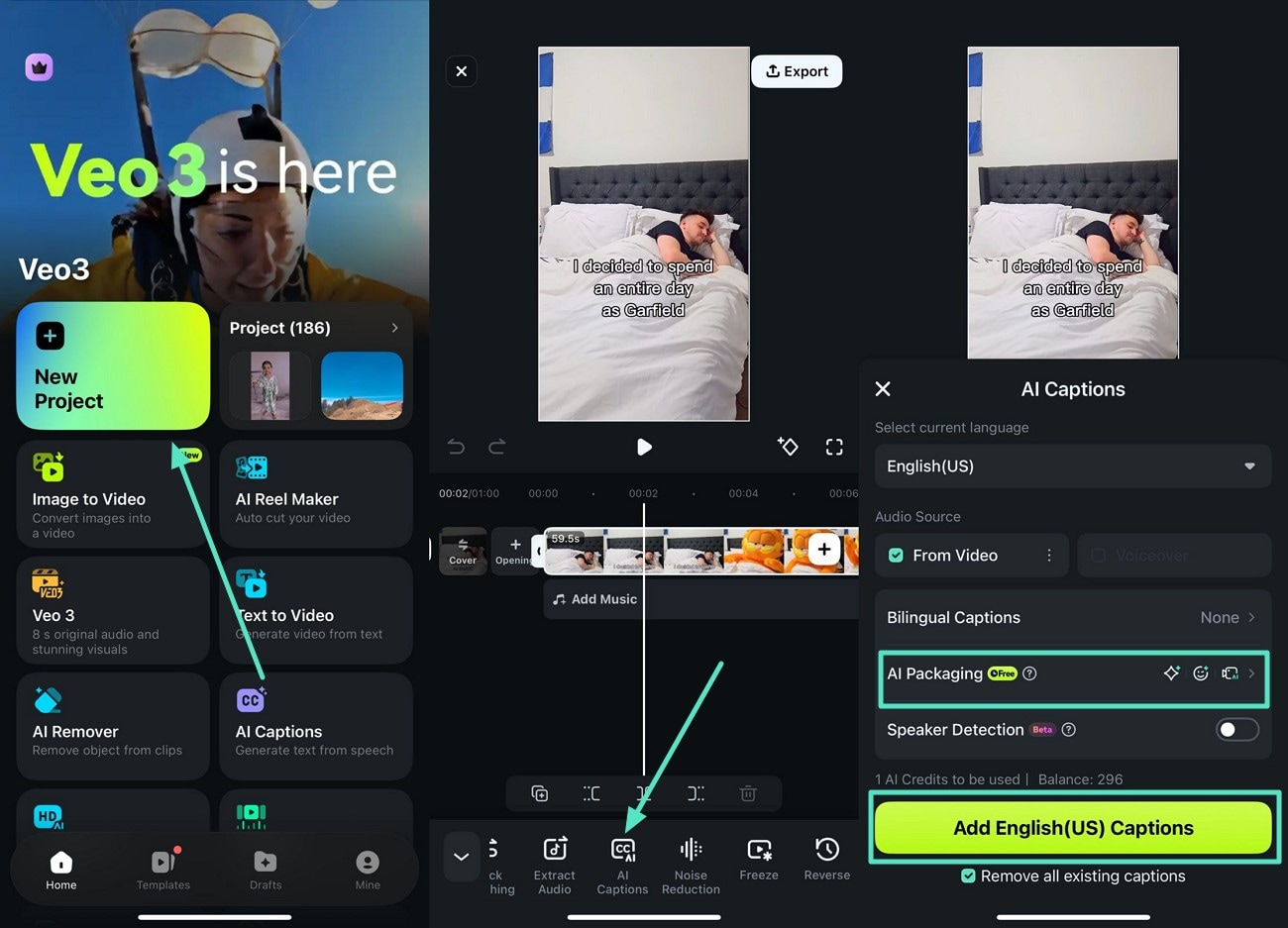 generate captions after importing video