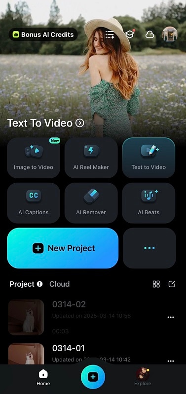filmora mobile interface