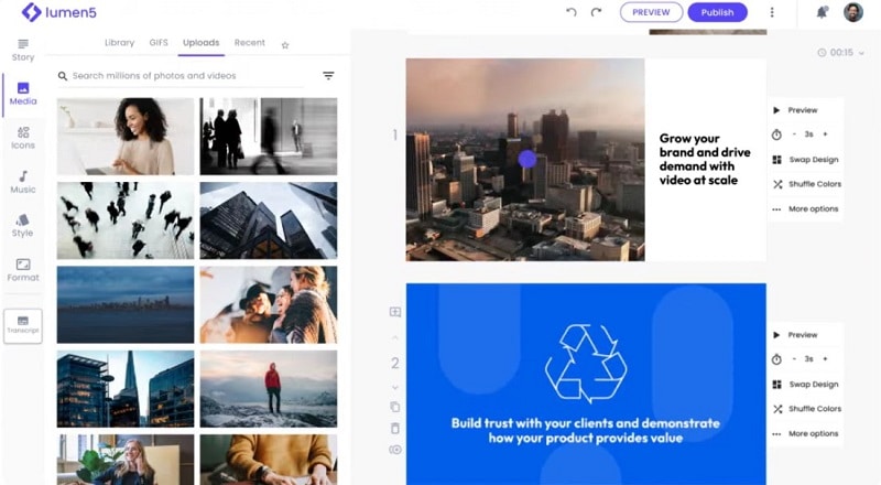 lumen5 web interface