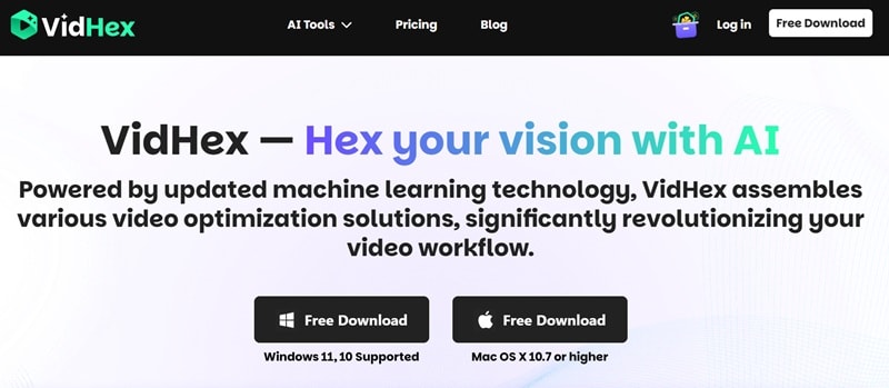 vidhex top ai video restoration software