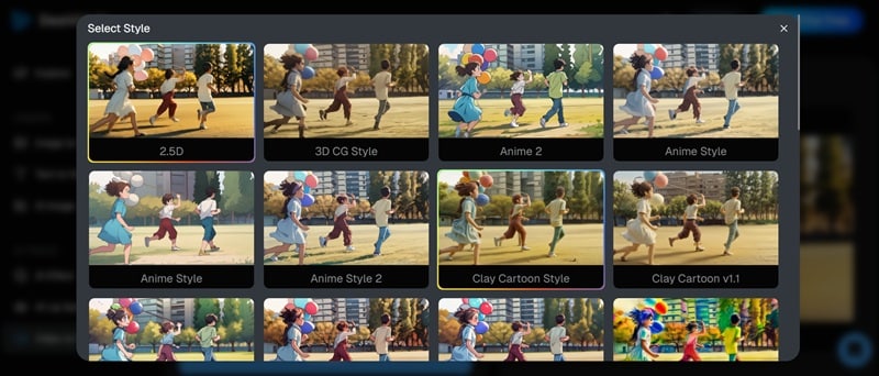 select style for new video