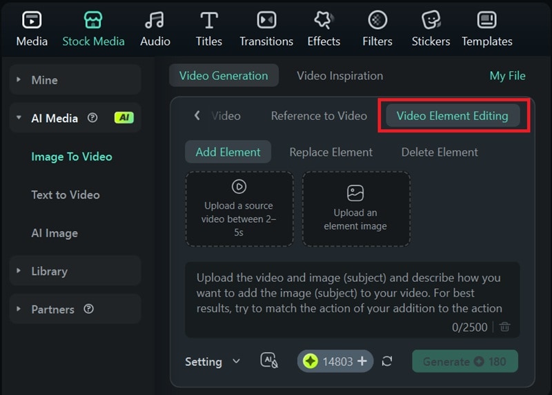 select video element editing