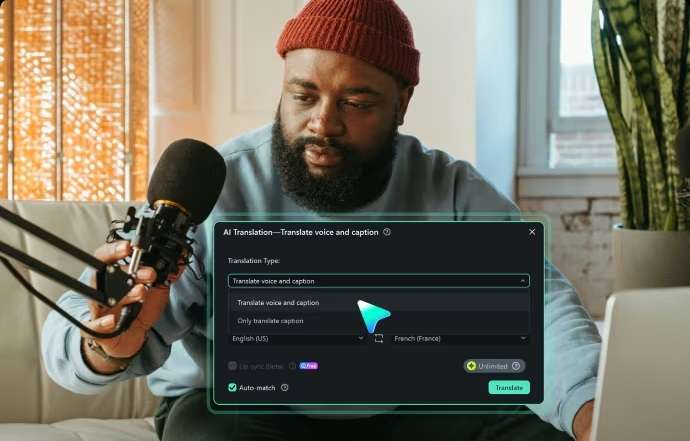 using ai video translation in filmora