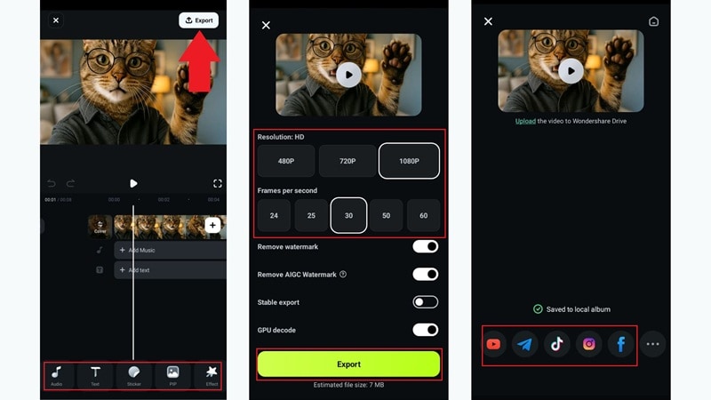 export and share your ai vlogs