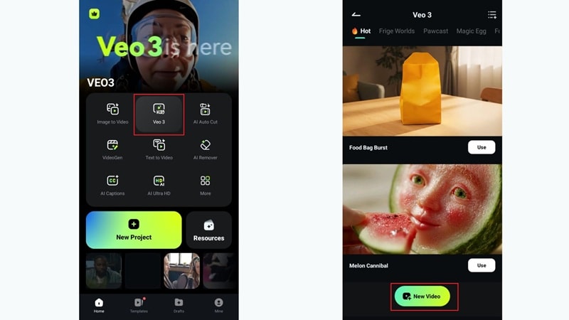 access the veo3 feature