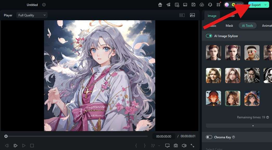 find the export button filmora desktop