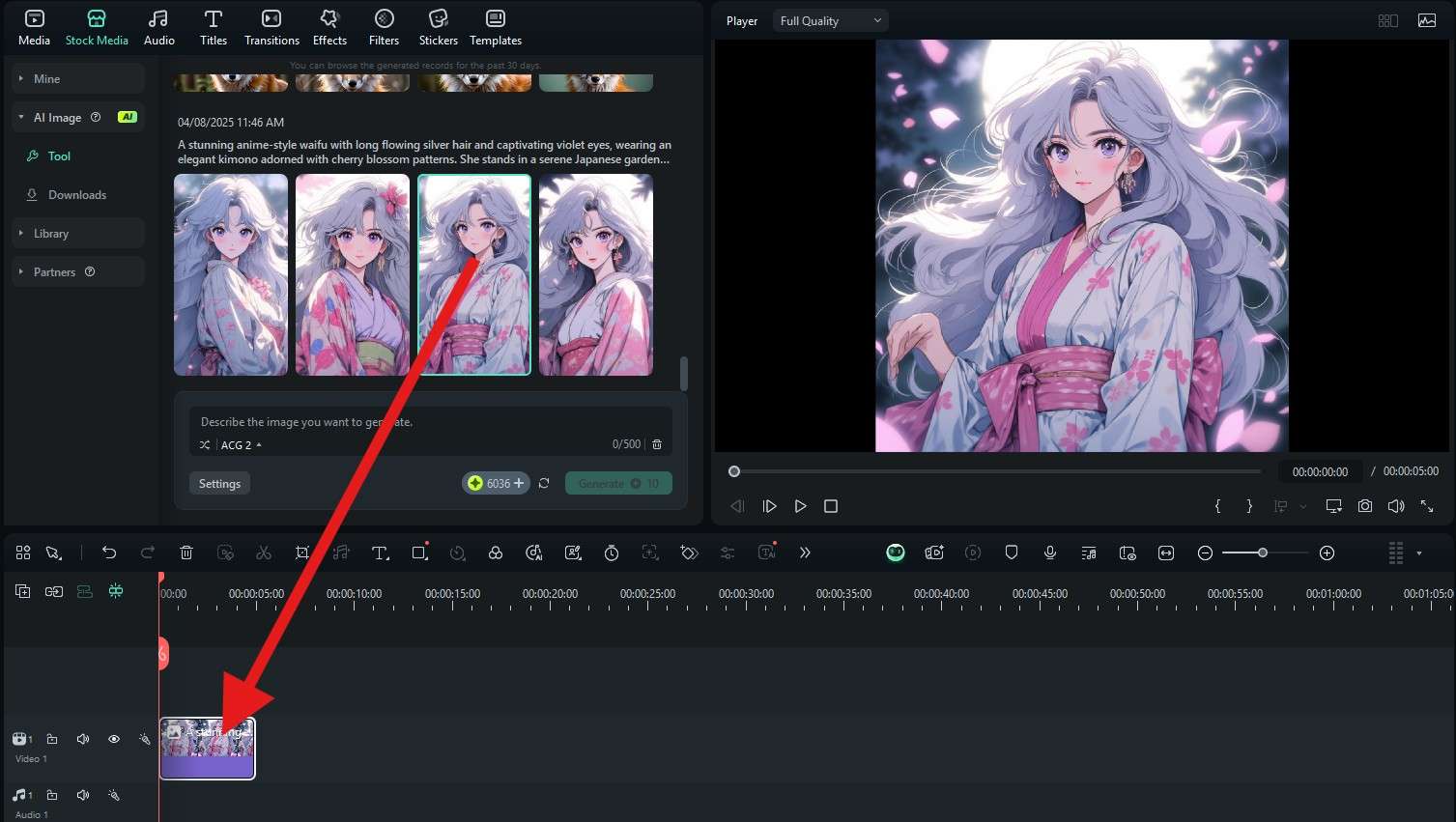 drag image to timeline filmora desktop