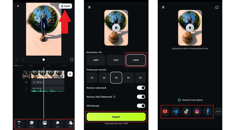 export and share your video