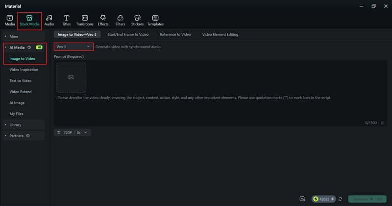 select veo 3 as your settings