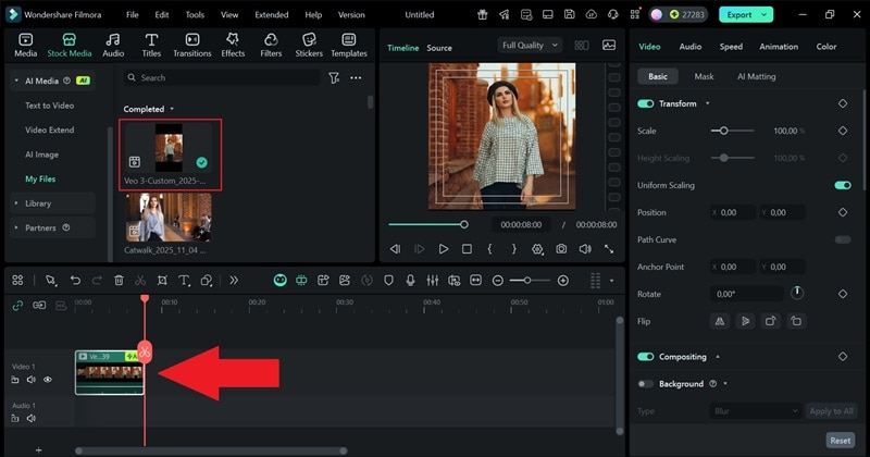 drag the resulted video to timeline
