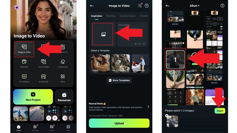 upload photo to image to video