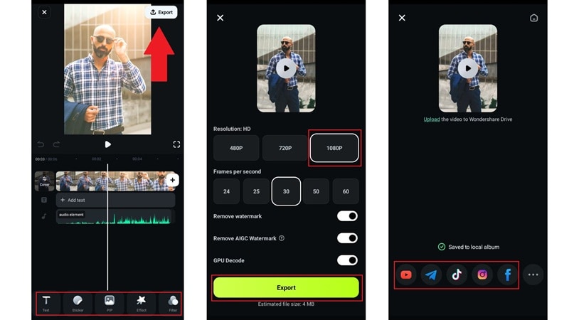 export and share your video