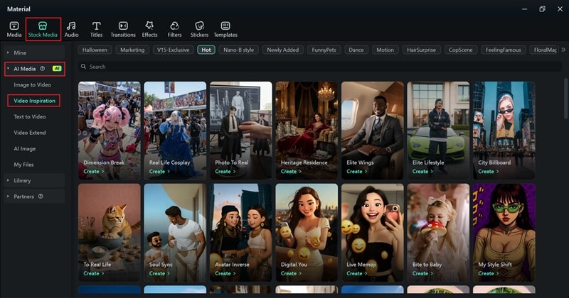 find ai image templates in filmora