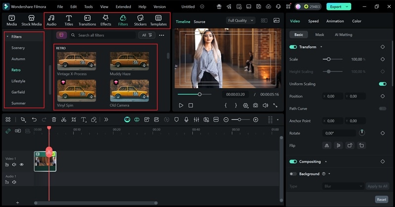 browse through filmora features and libraries
