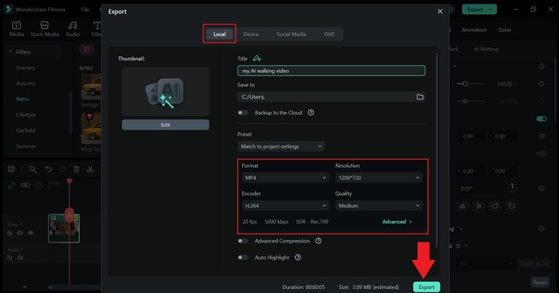export and save your video
