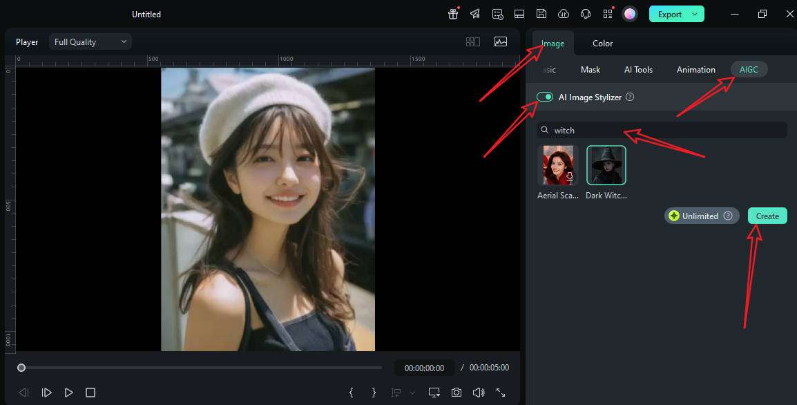 apply ai witch filter to the photo