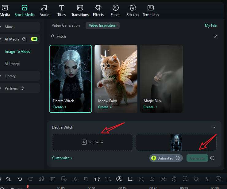 generate ai witch transformation video