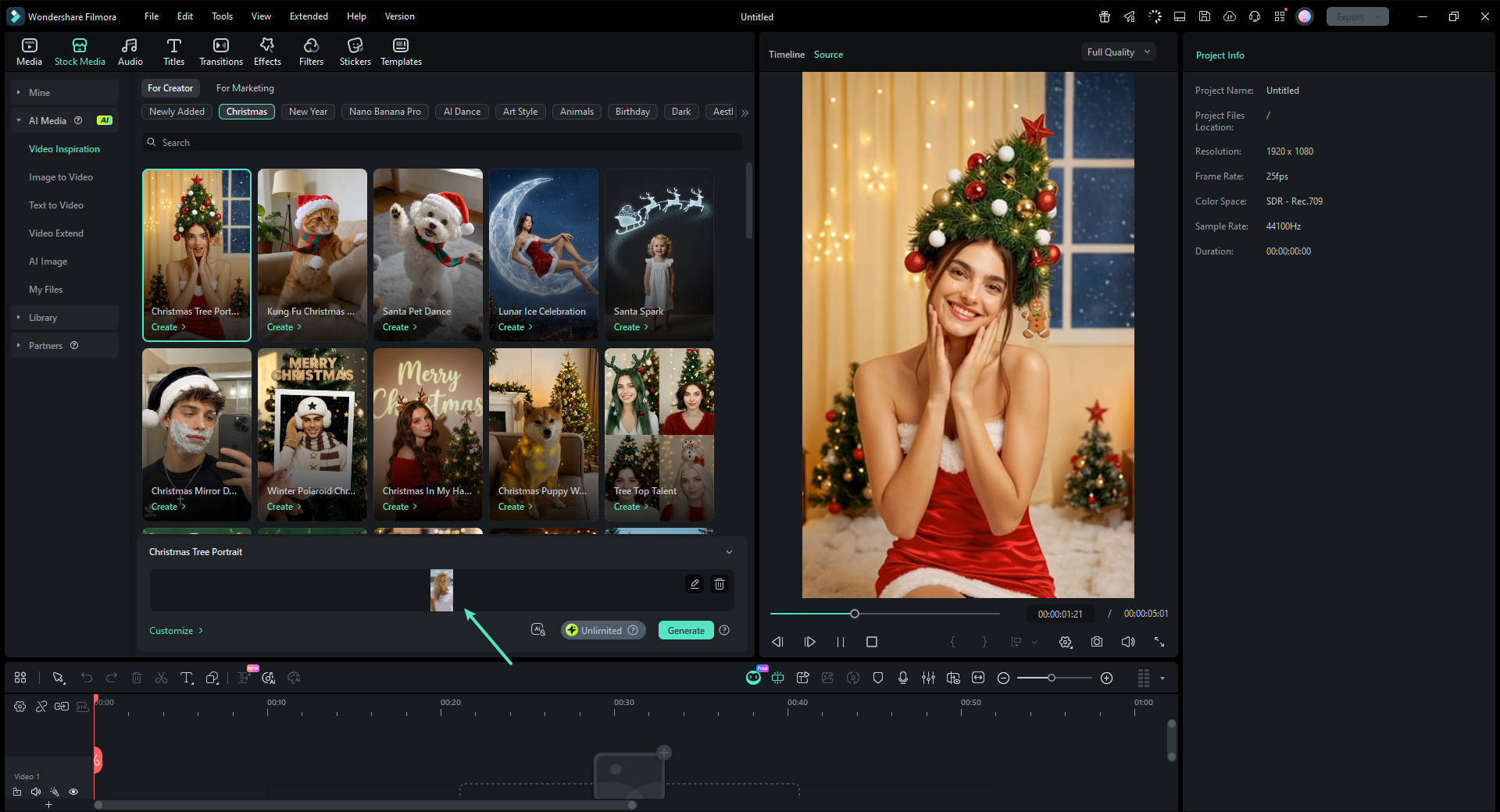 upload photo for AI Christmas tree hairstyle generation
