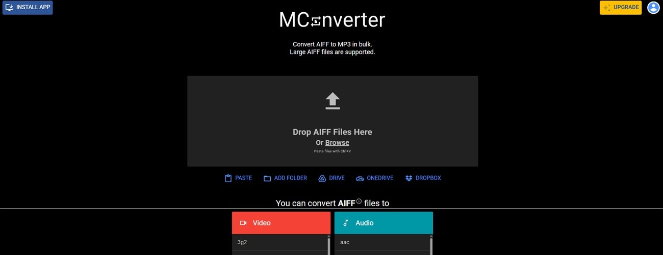 access mconverter aiff to mp3