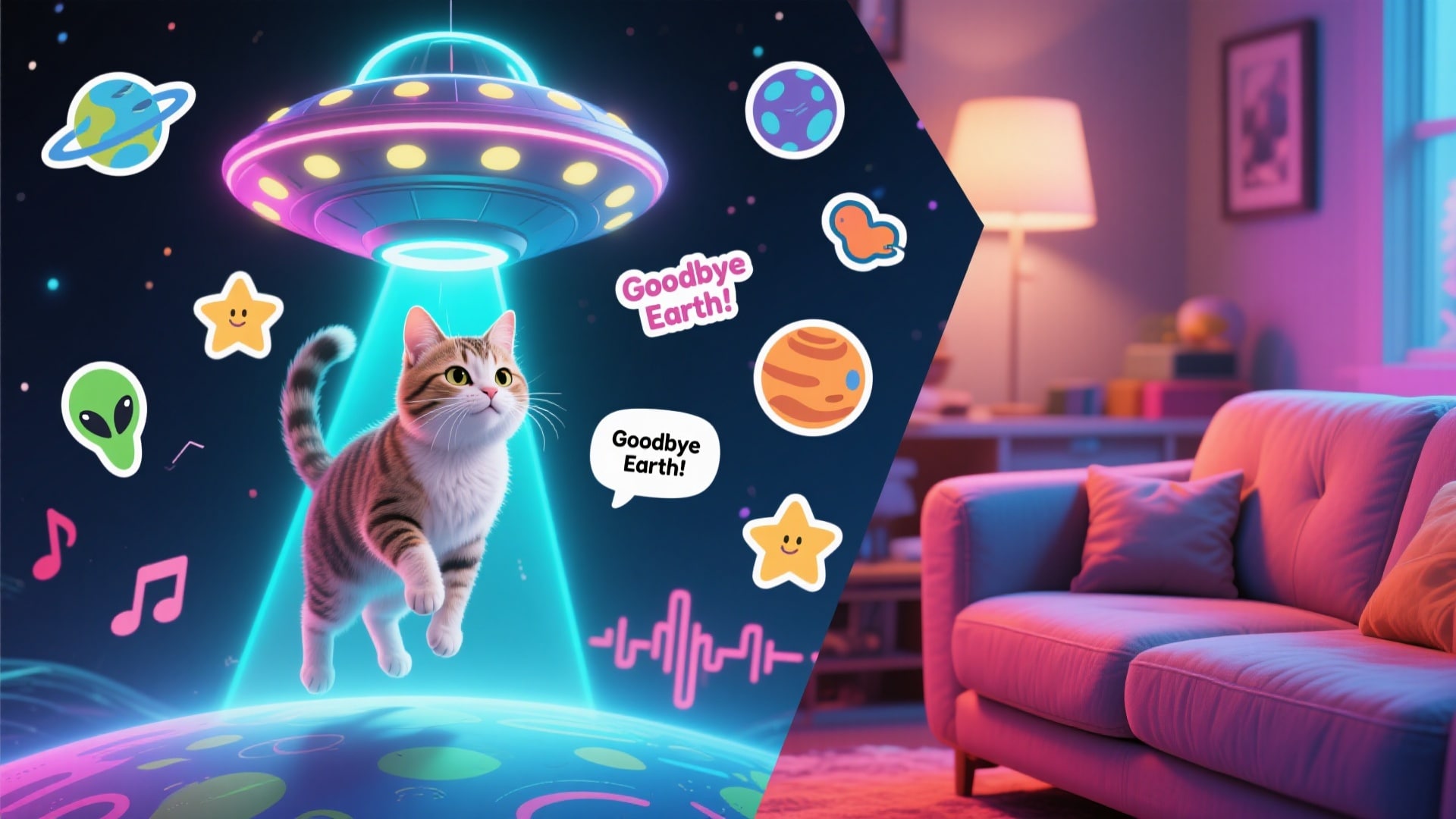 customize alien aubduction pet video