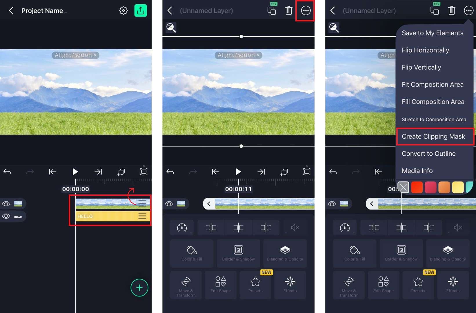 create clipping mask on alight motion