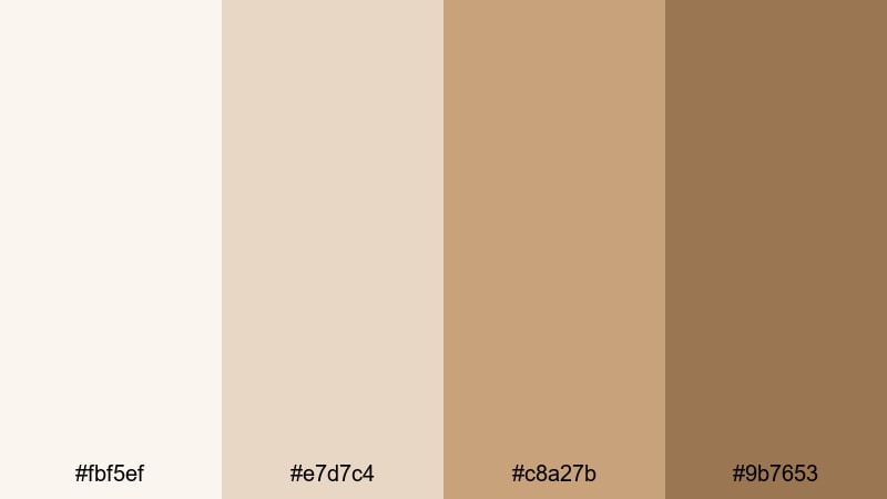 almond foam whisper pale brown color palette with hex codes
