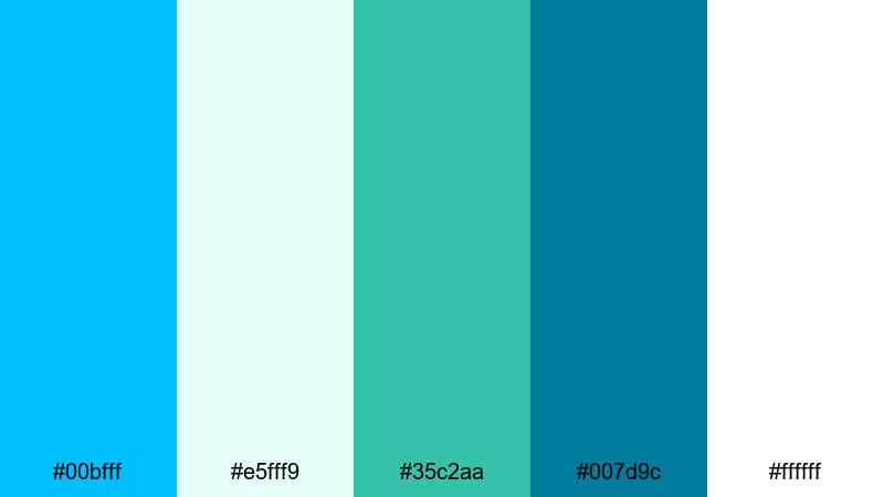 alpine sky fresh deep sky blue color palette with hex codes