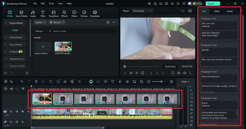 upload and adjust the video clips
